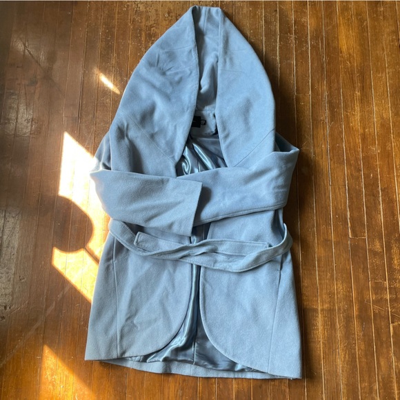 Tahari Light Blue Women's Hooded Belted Peacoat - Picture 1 of 5